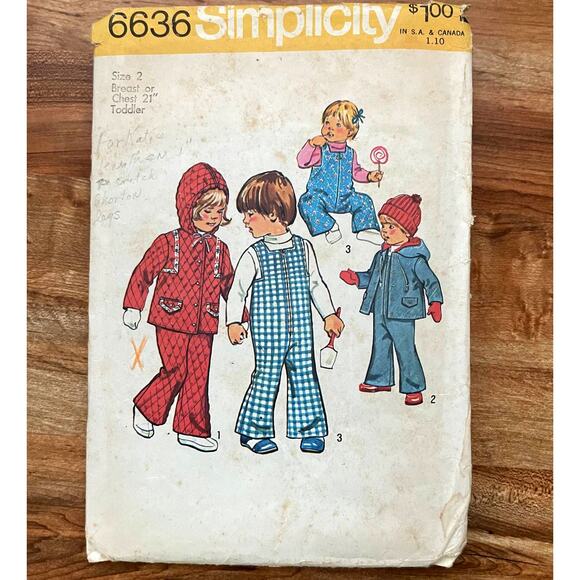 Vintage 1970s Simplicity 6636 Sewing Pattern Size 2 Pant Overall Jacket COMPLETE - Picture 1 of 2
